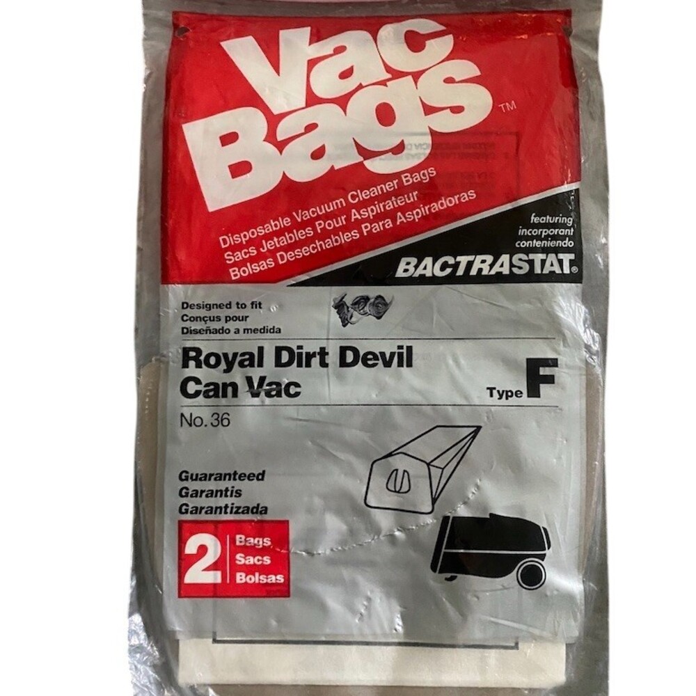 Dirt Devil Vacuum Cleaner Bags Type F No 36 2 Pack Disposable Odor Control